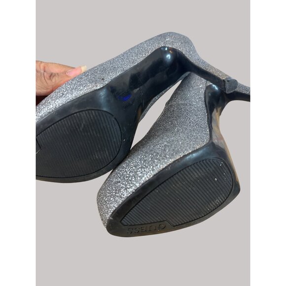 Guess Women's Silver Glitter High Stiletto Heels Size 6M - Picture 8 of 12